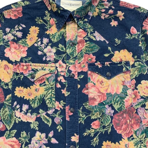 Denim & Supply Ralph Lauren Floral Button Down Shirt - Blue and Pink - Picture 5 of 7